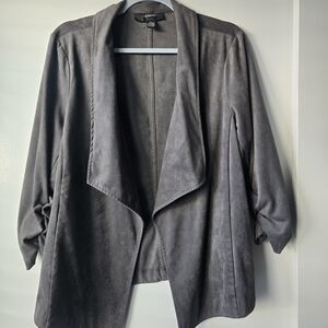 Alfani Gray Women's Open Front   Faux Suede Blazer-Size X Large